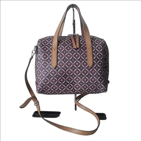 Fossil Sydney Satchel Geometric Pattern with Crossbody Strap - Picture 1 of 9